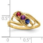 14k Genuine 3 Stone Mother's Ring - 7 / Genuine