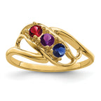 14k Genuine 3 Stone Mother's Ring - 7 / Genuine