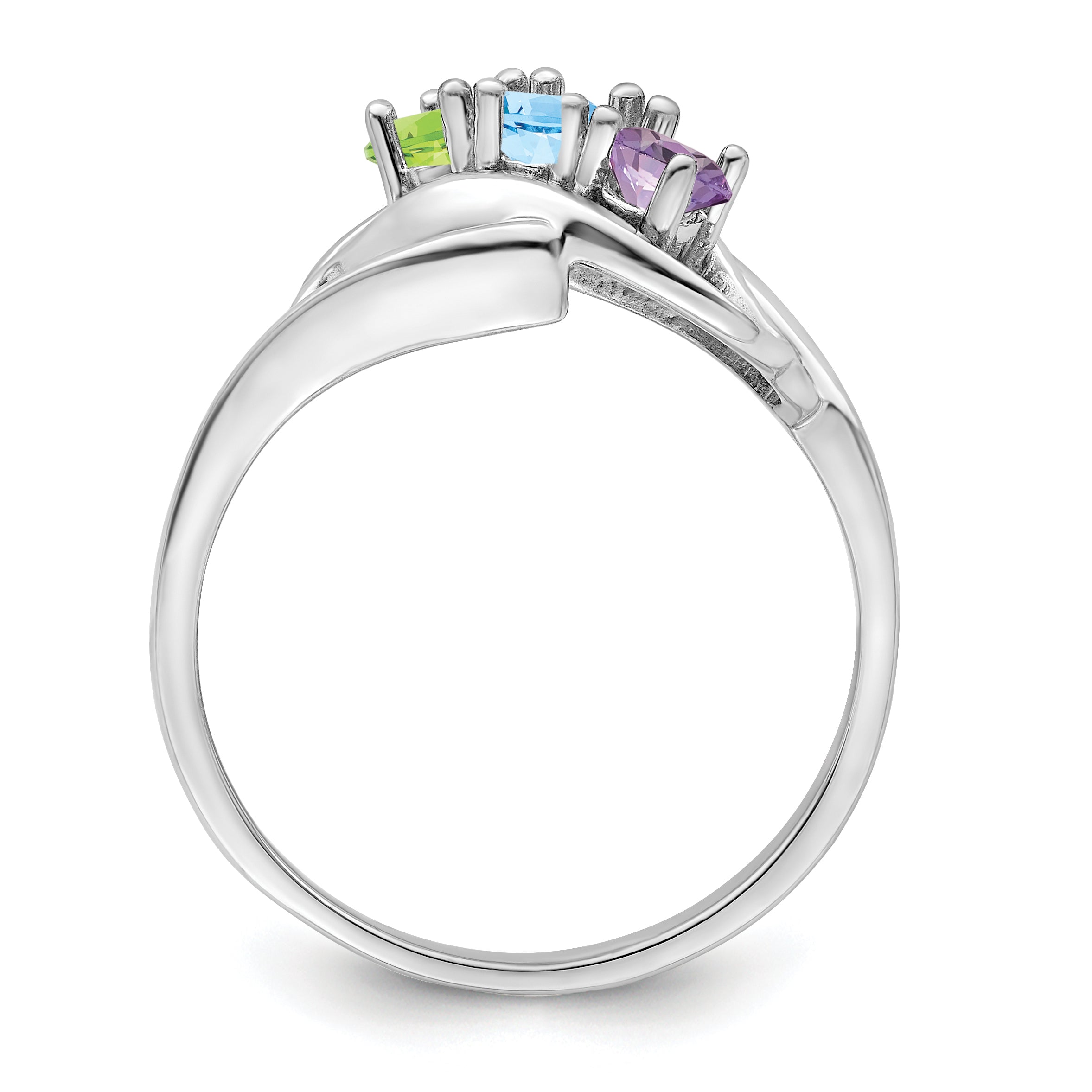 14k White Gold Genuine 3 Stone Mother's Ring - 7 / Genuine Secondary image