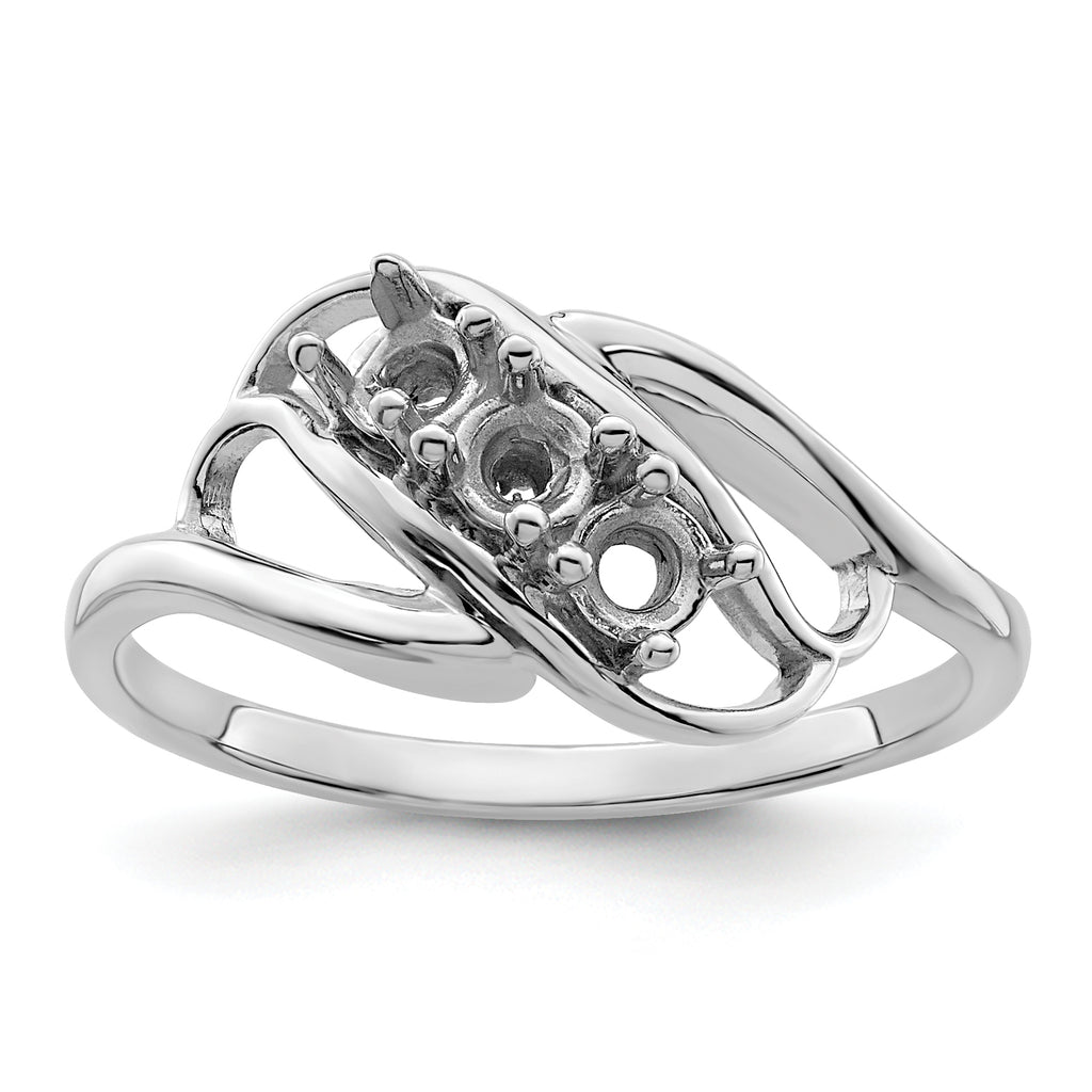 14k White Gold Genuine 3 Stone Mother's Ring - 7 / Genuine
