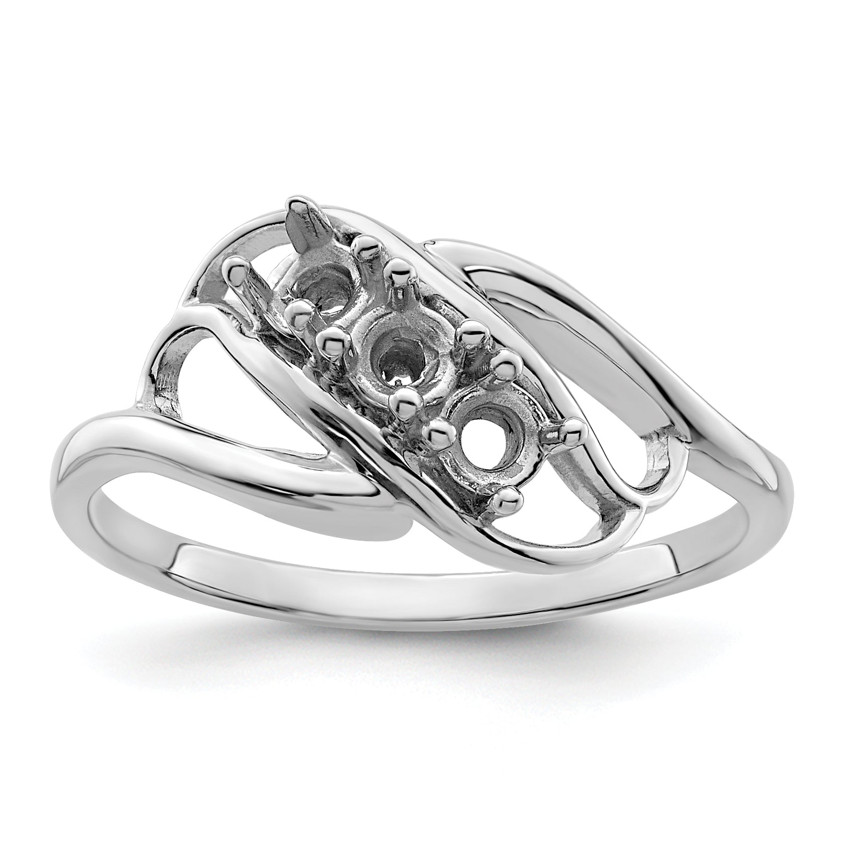 14k White Gold Genuine 3 Stone Mother's Ring - 7 / Genuine