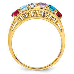 14k Genuine 6 Stone Mother's Ring - 7 / Genuine