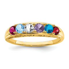 14k Genuine 6 Stone Mother's Ring - 7 / Genuine