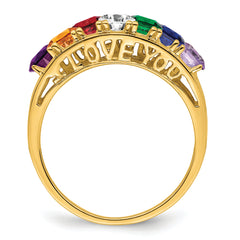 14k Genuine 7 Stone Mother's Ring - 7 / Genuine