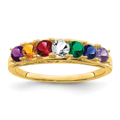 14k Genuine 7 Stone Mother's Ring - 7 / Genuine