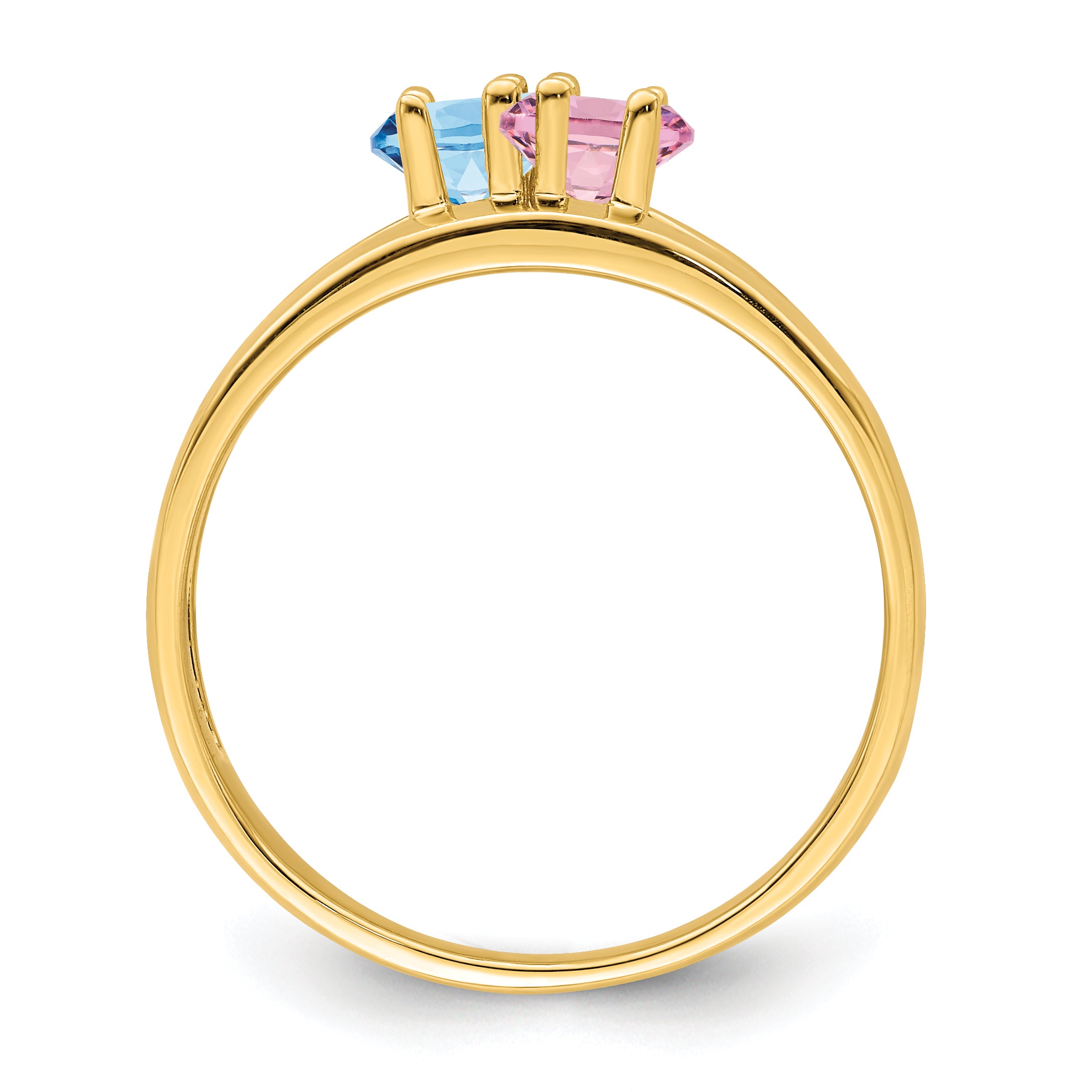 14k Genuine 2 Stone Mother's Ring - 7 / Genuine