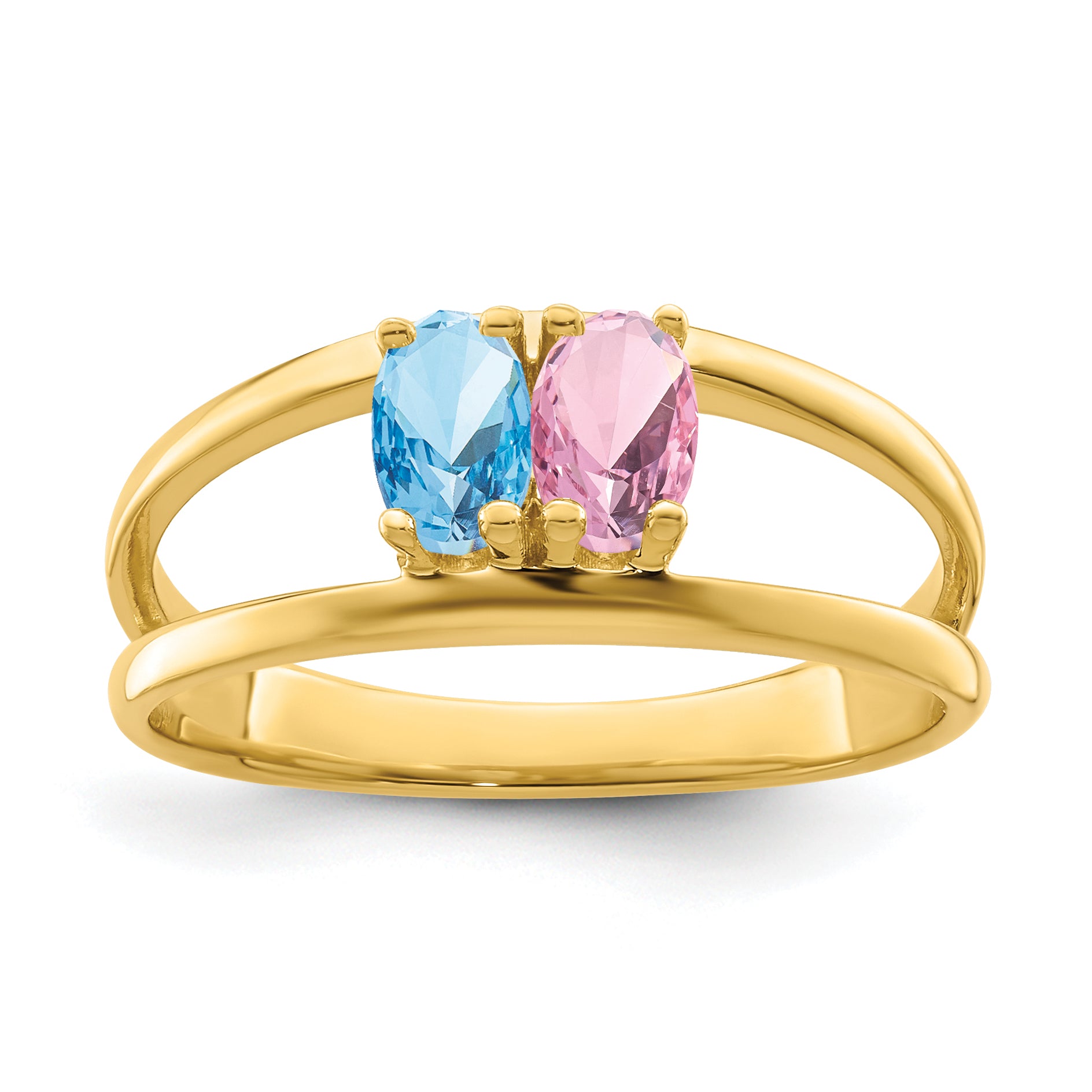 14k Genuine 2 Stone Mother's Ring - 7 / Genuine Secondary image