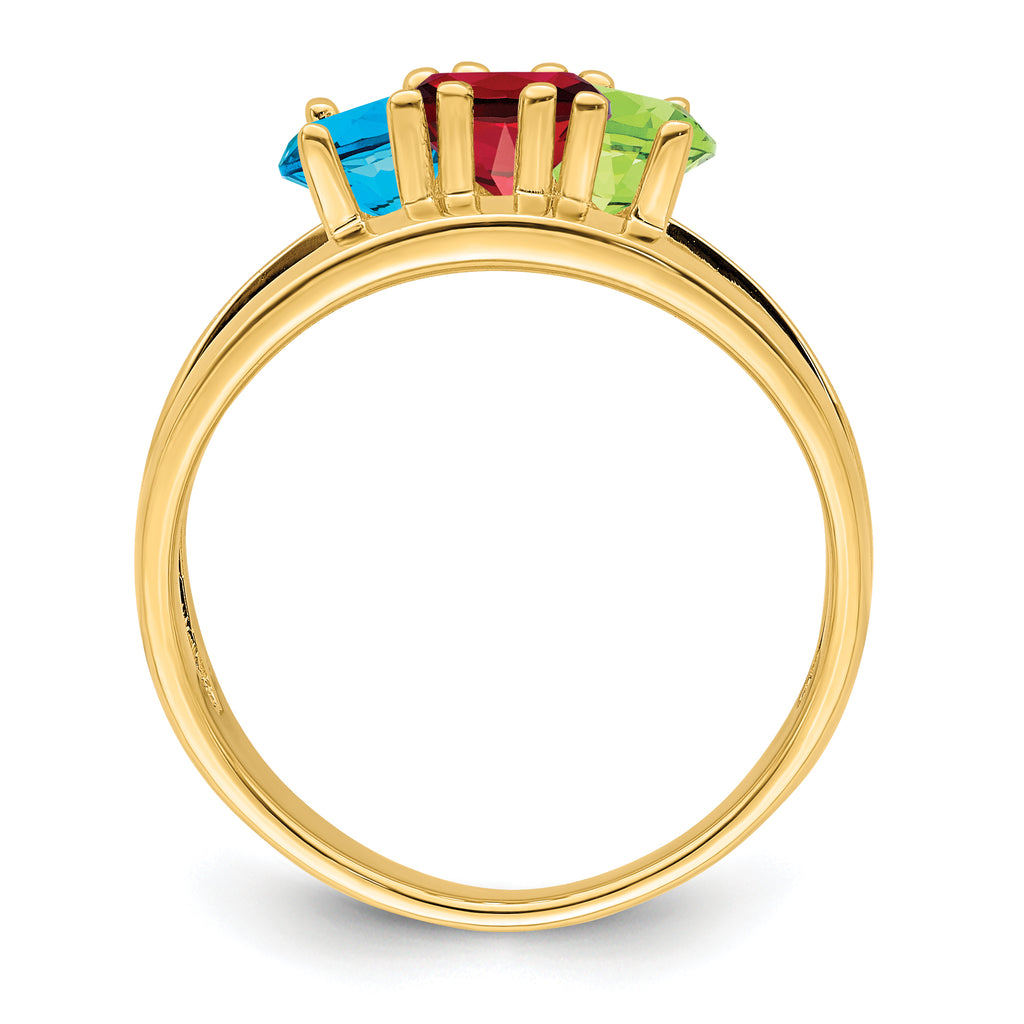 14k Genuine 3 Stone Mother's Ring - 7 / Genuine