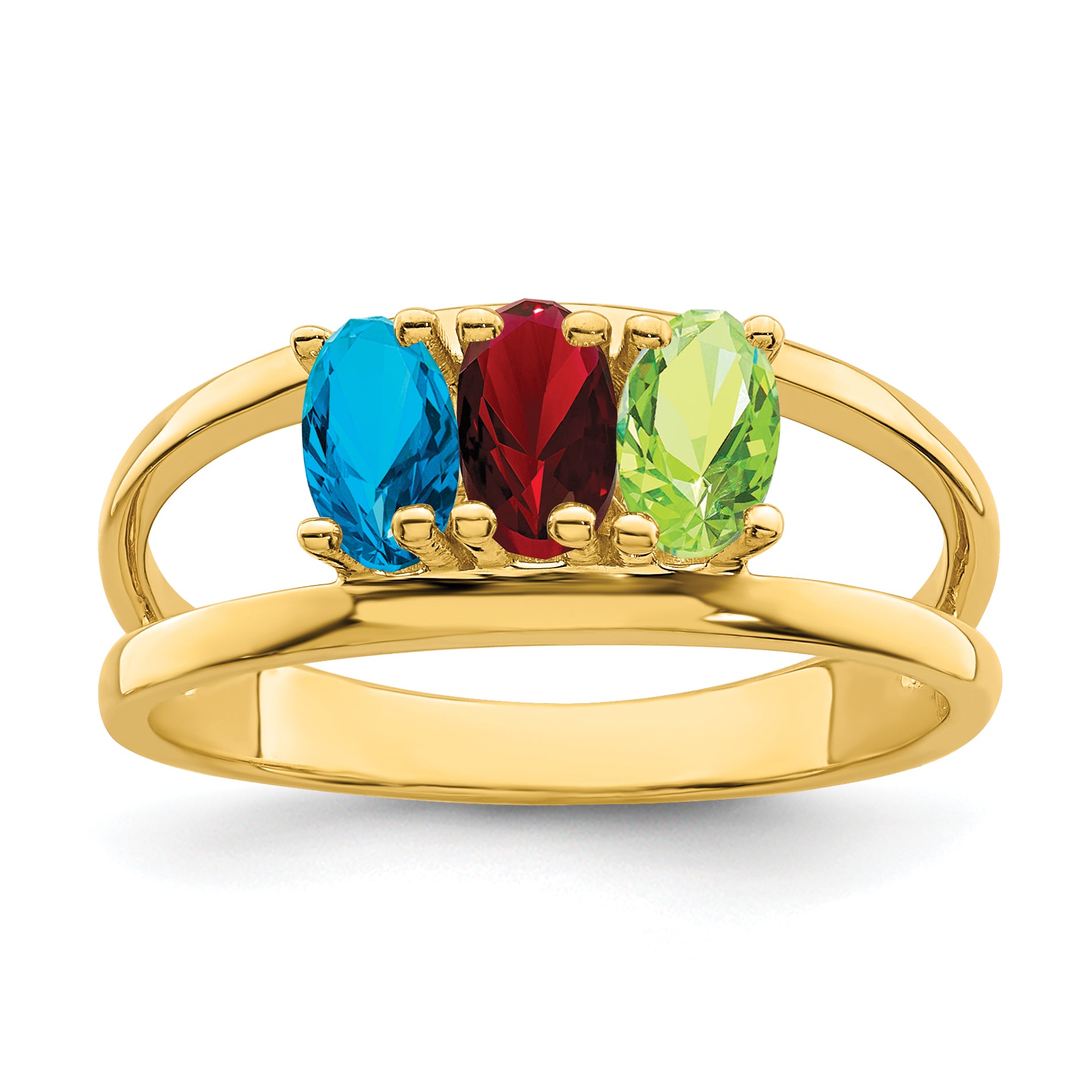 14k Genuine 3 Stone Mother's Ring - 7 / Genuine Secondary image