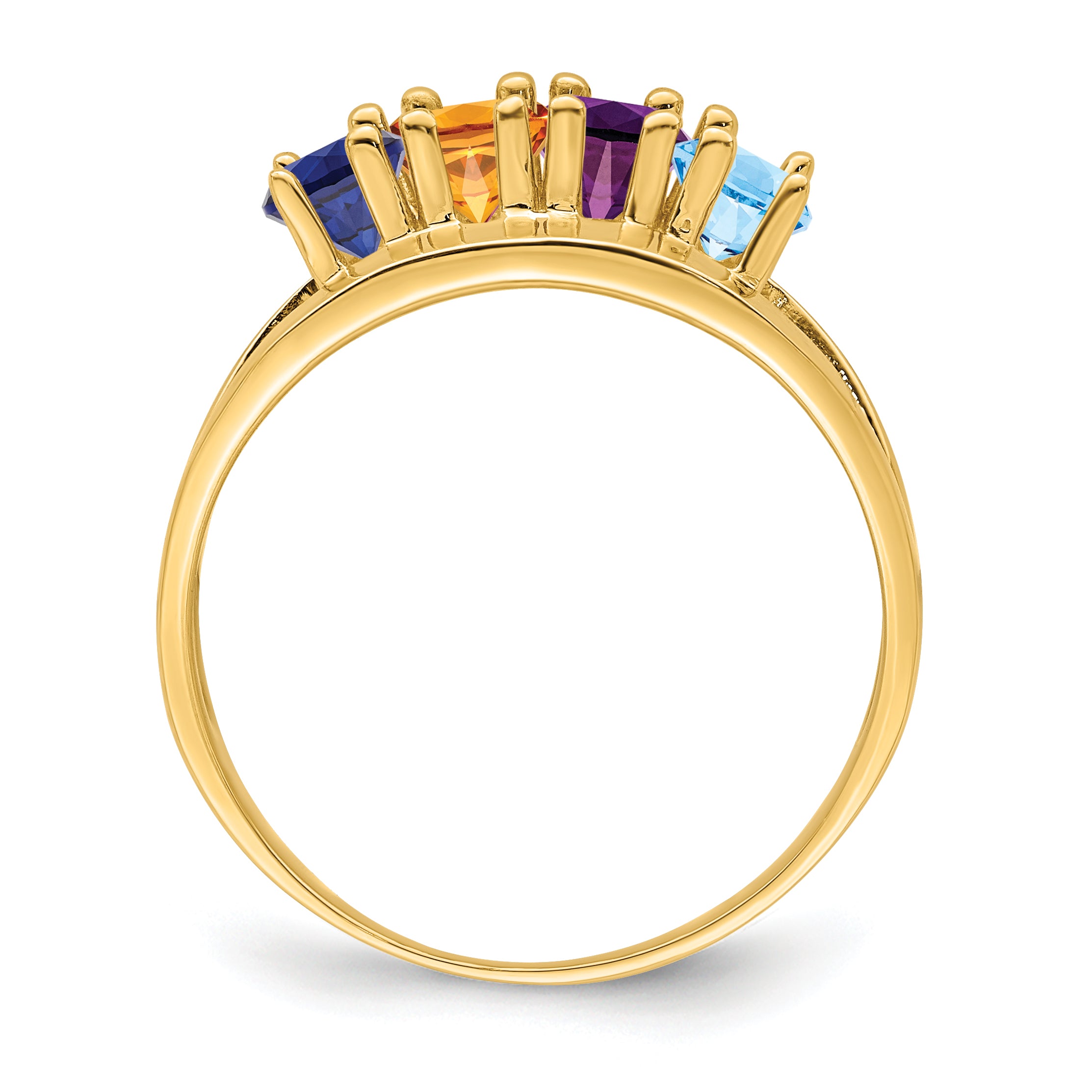 14k Genuine 4 Stone Mother's Ring - 7 / Genuine