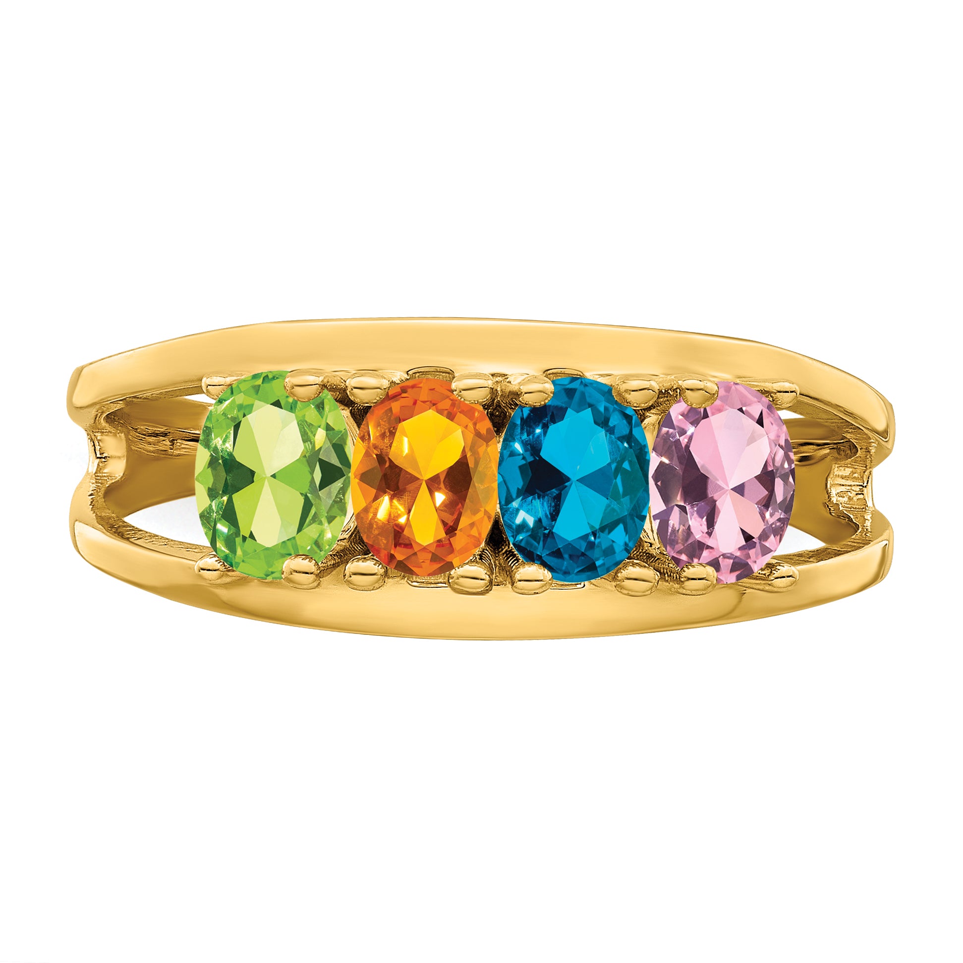 14k Genuine 4 Stone Mother's Ring - 7 / Genuine