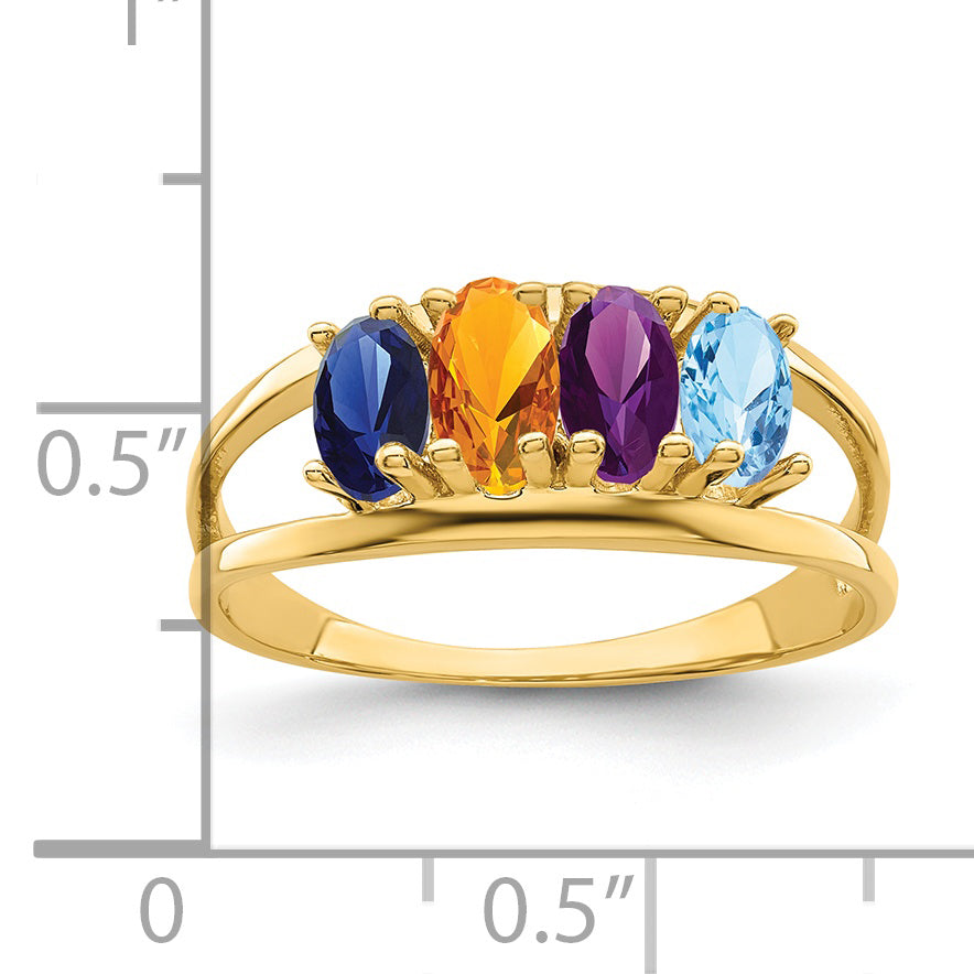 14k Genuine 4 Stone Mother's Ring - 7 / Genuine