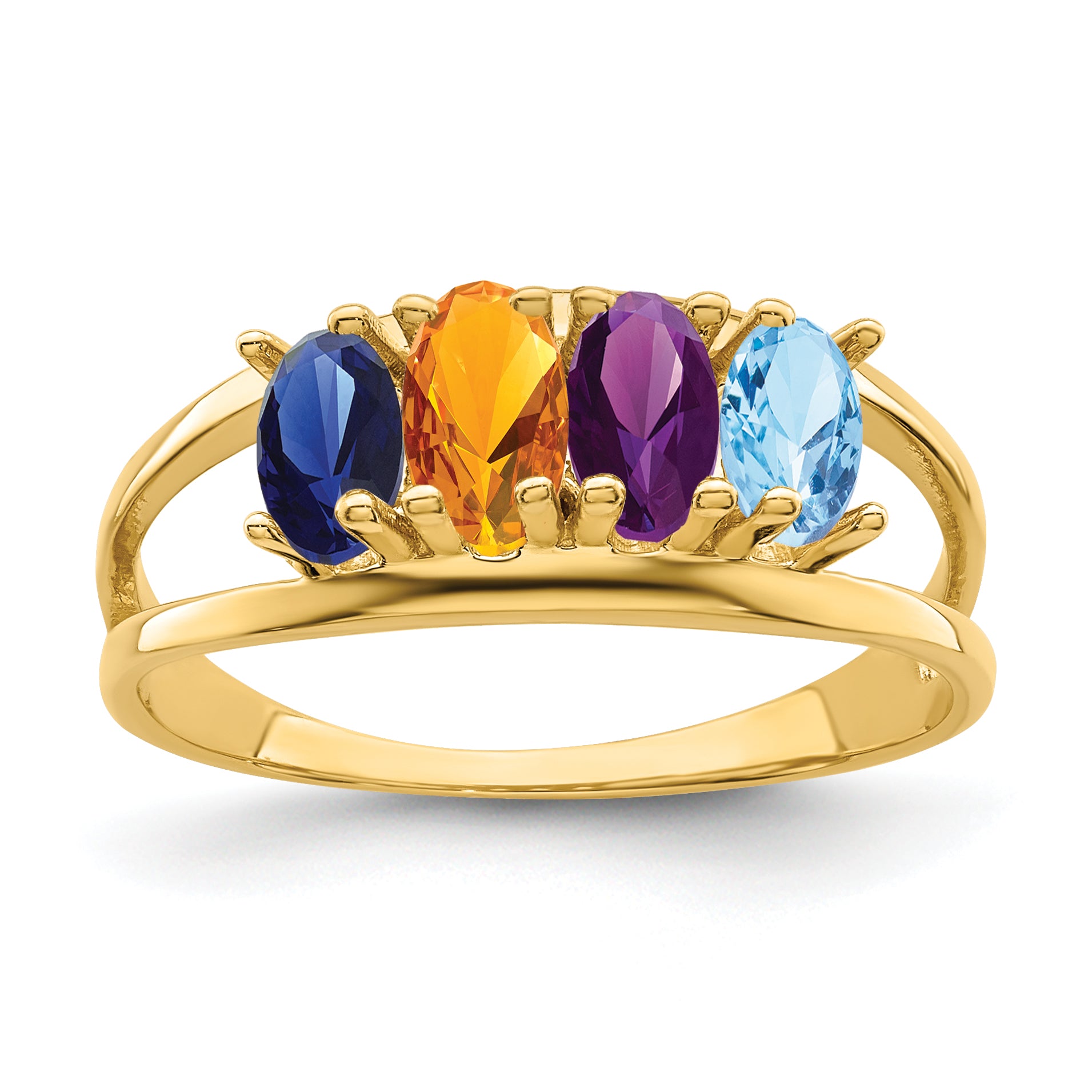 14k Genuine 4 Stone Mother's Ring - 7 / Genuine