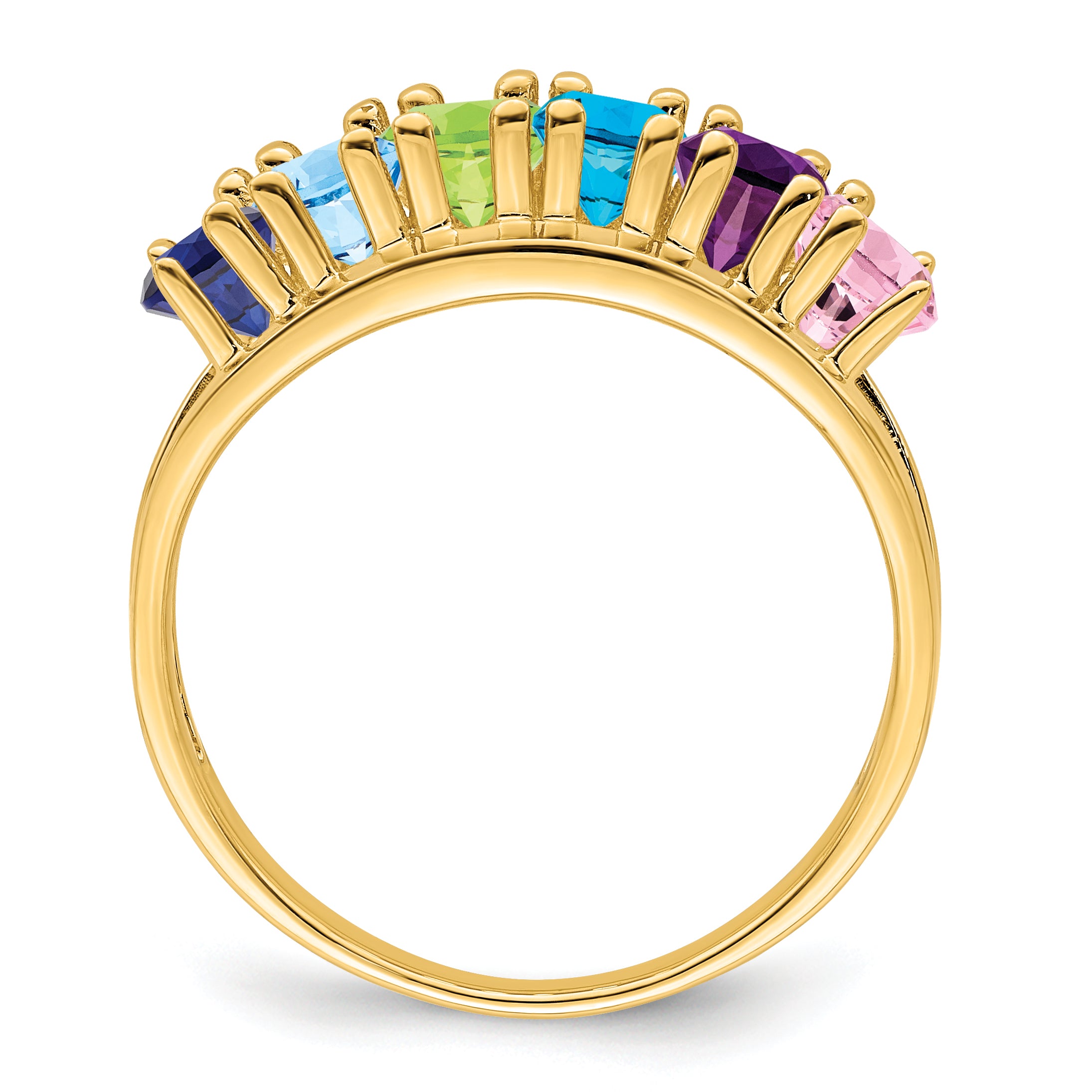 14k Genuine 6 Stone Mother's Ring - 7 / Genuine