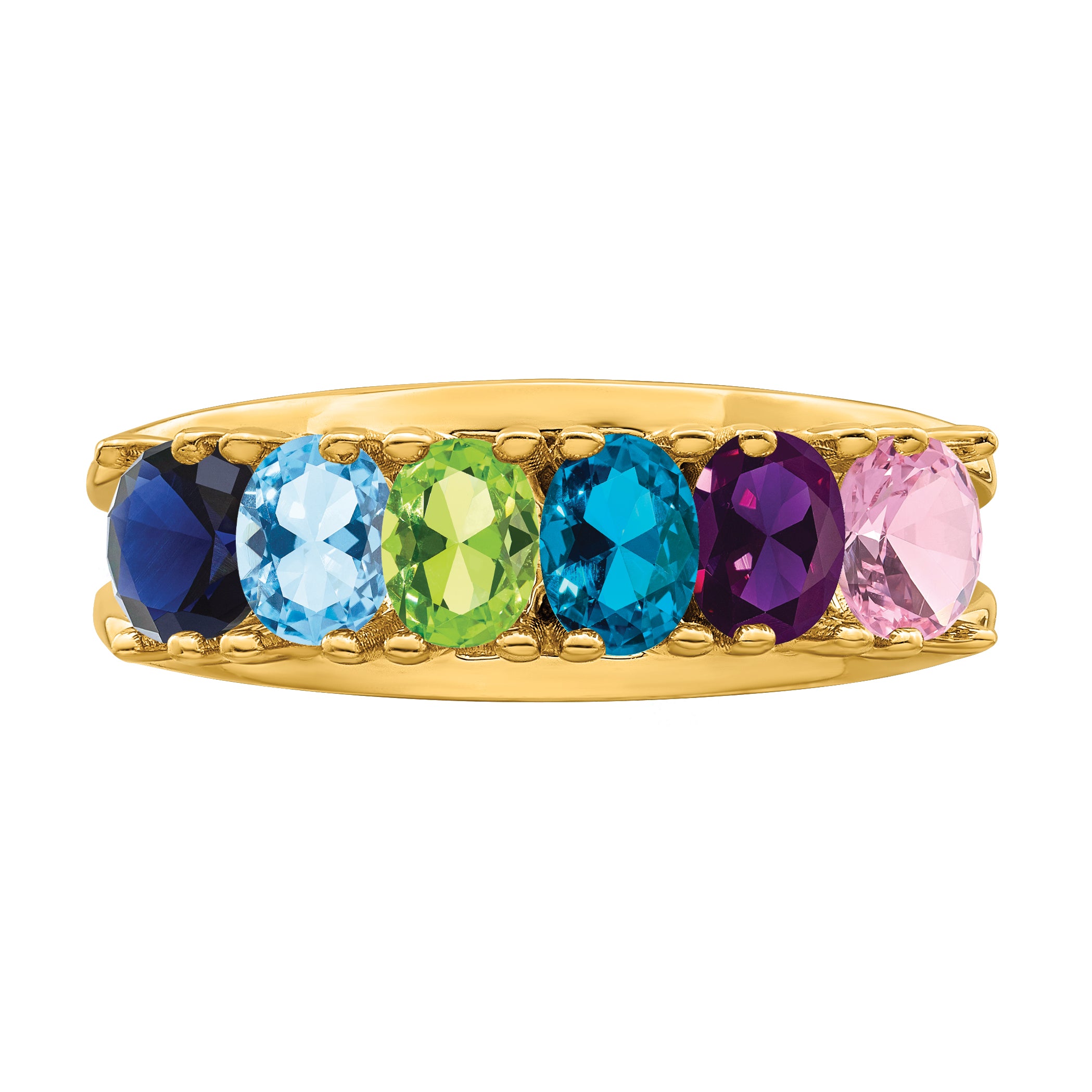 14k Genuine 6 Stone Mother's Ring - 7 / Genuine