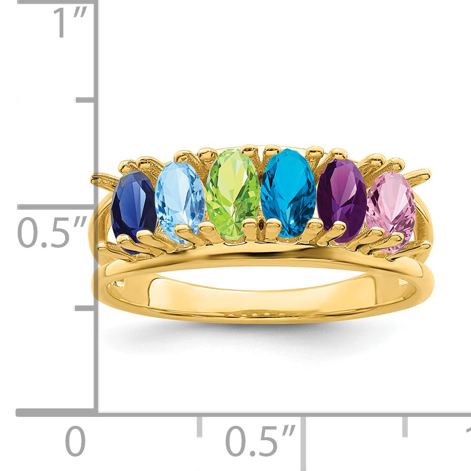 14k Genuine 6 Stone Mother's Ring - 7 / Genuine