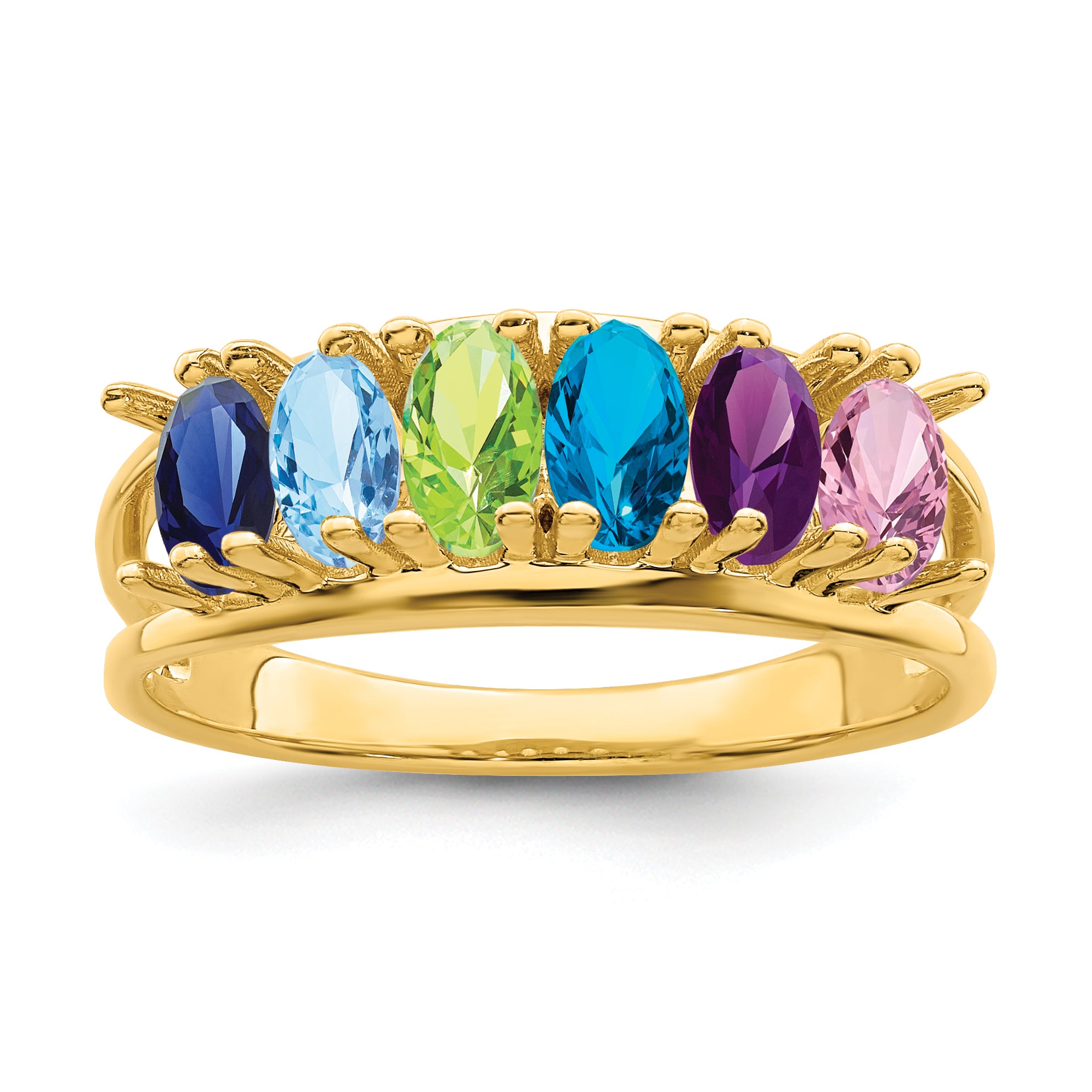 14k Genuine 6 Stone Mother's Ring - 7 / Genuine Secondary image