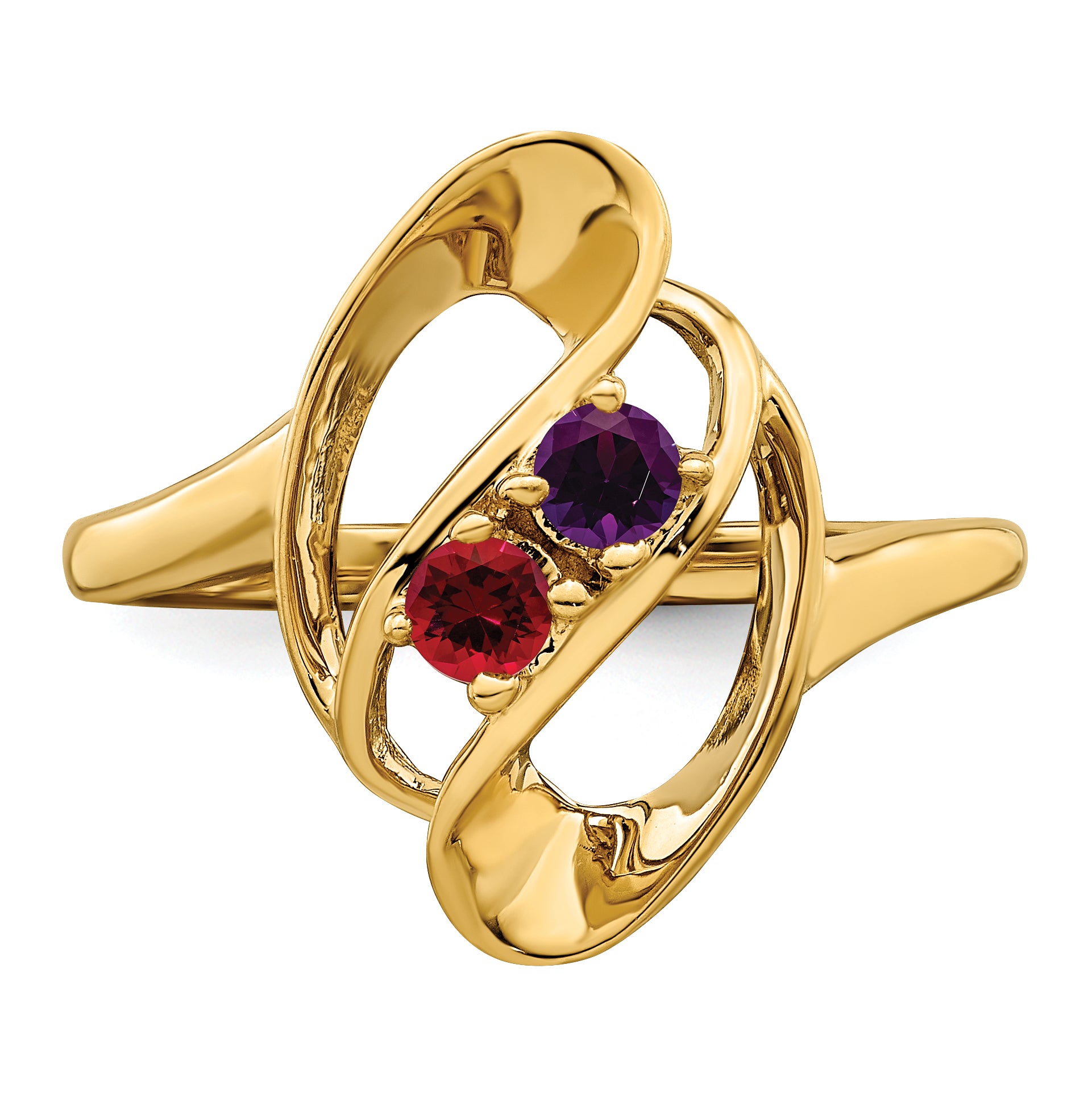 14k Genuine 2 Stone Mother's Ring - 7 / Genuine