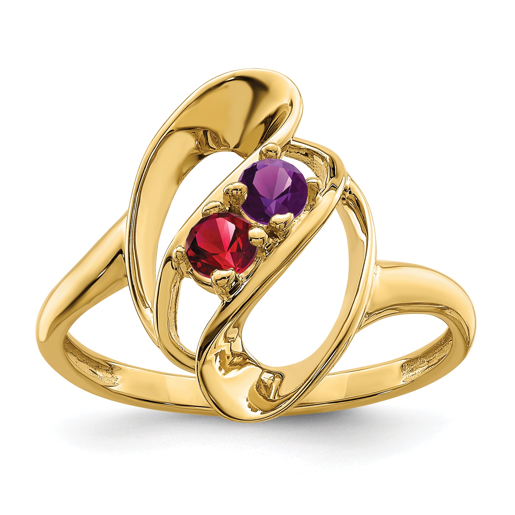 14k Genuine 2 Stone Mother's Ring - 7 / Genuine