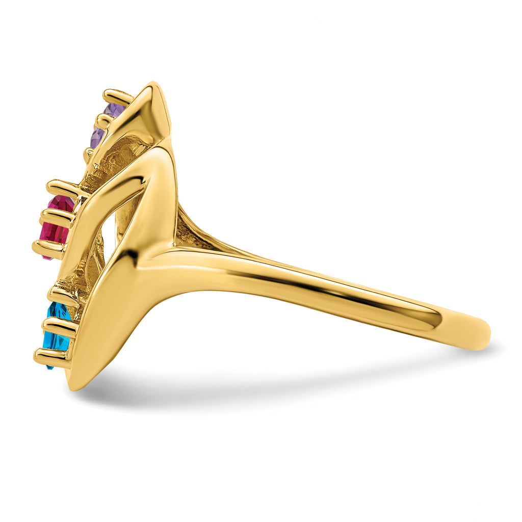 14k Genuine 3 Stone Mother's Ring - 7 / Genuine