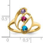 14k Genuine 3 Stone Mother's Ring - 7 / Genuine