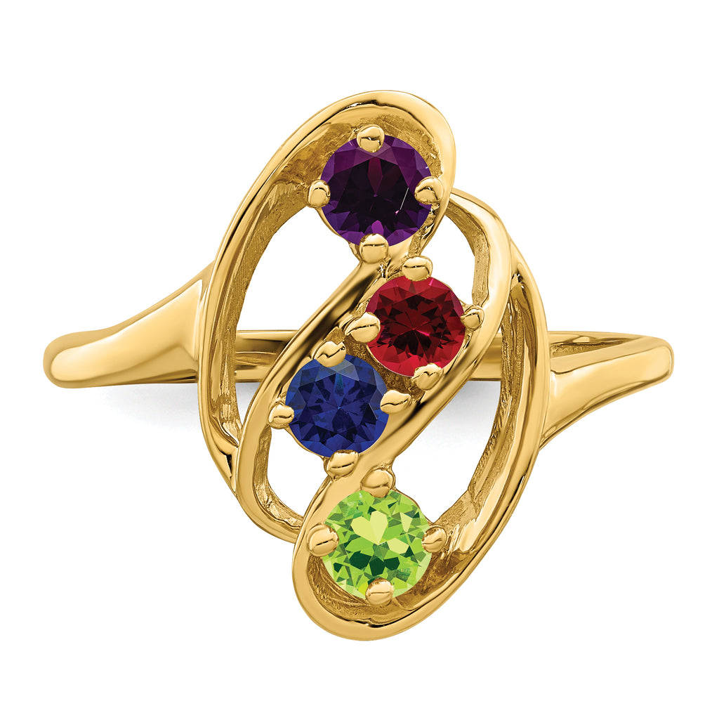 14k Genuine 4 Stone Mother's Ring - 7 / Genuine