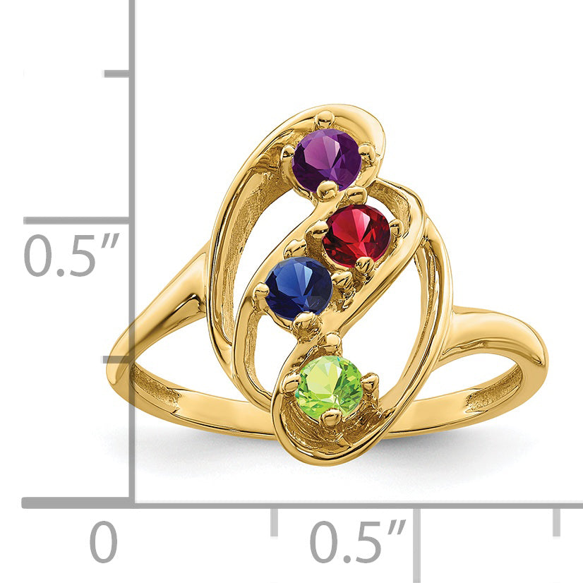 14k Genuine 4 Stone Mother's Ring - 7 / Genuine