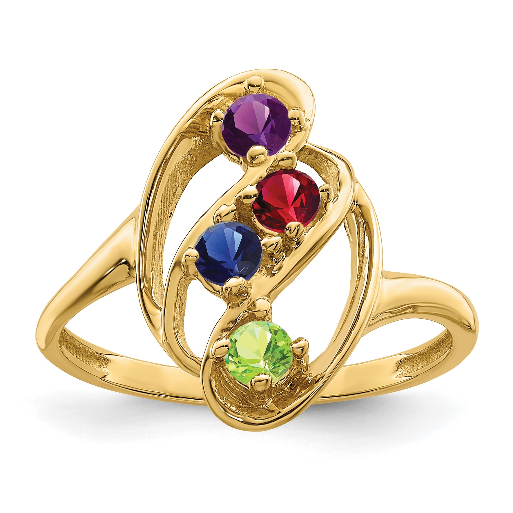 14k Genuine 4 Stone Mother's Ring - 7 / Genuine Secondary image