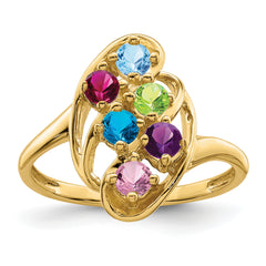 14k Genuine 6 Stone Mother's Ring - 7 / Genuine