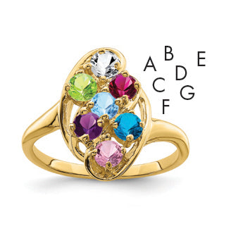 14k Synthetic Family Jewelry Ring Main image
