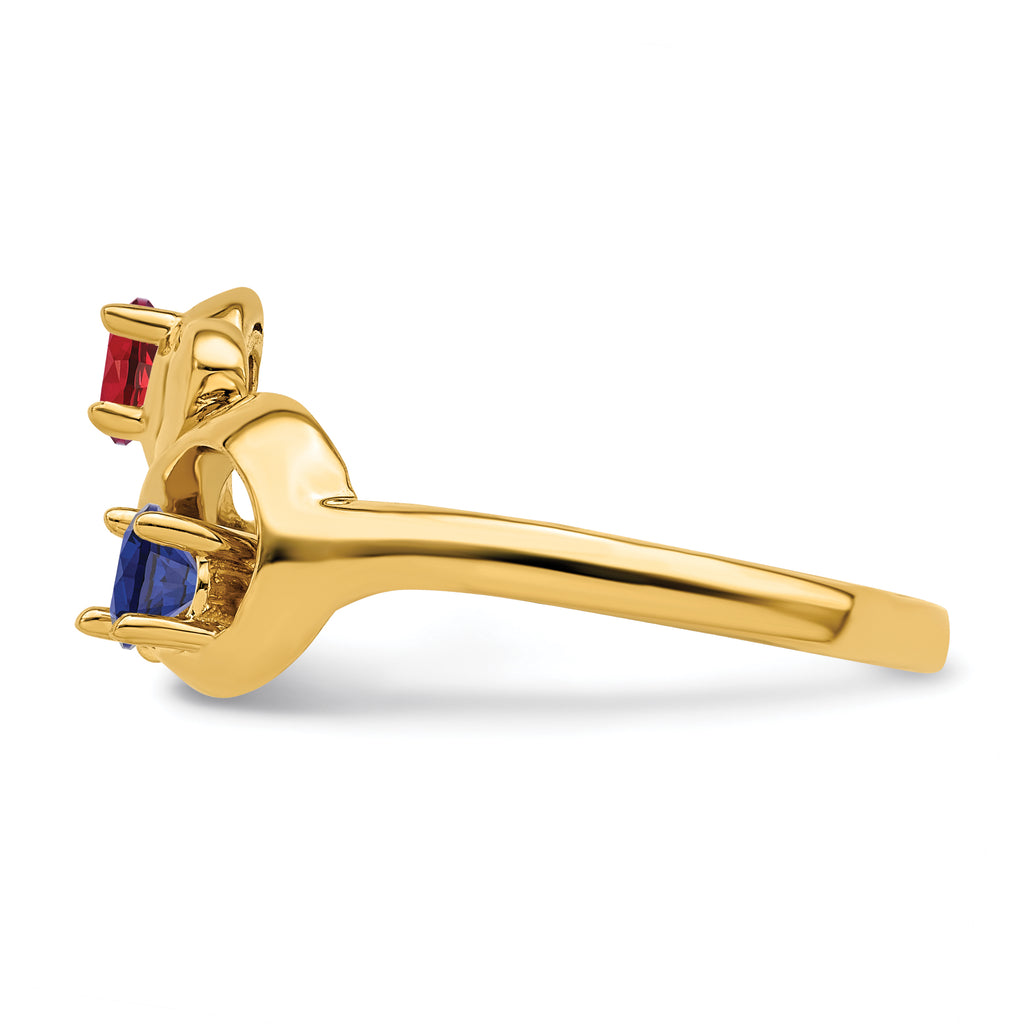 14k Genuine 2 Stone Mother's Ring - 7 / Genuine
