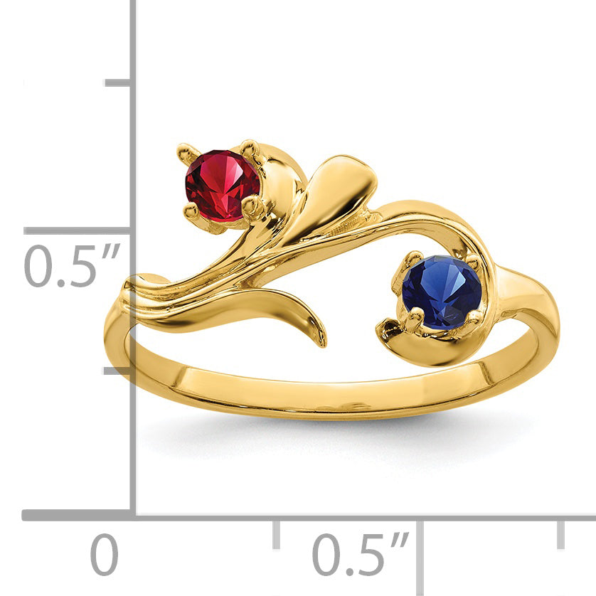 14k Genuine 2 Stone Mother's Ring - 7 / Genuine