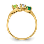 14k Genuine 3 Stone Mother's Ring - 7 / Genuine