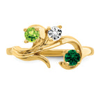 14k Genuine 3 Stone Mother's Ring - 7 / Genuine