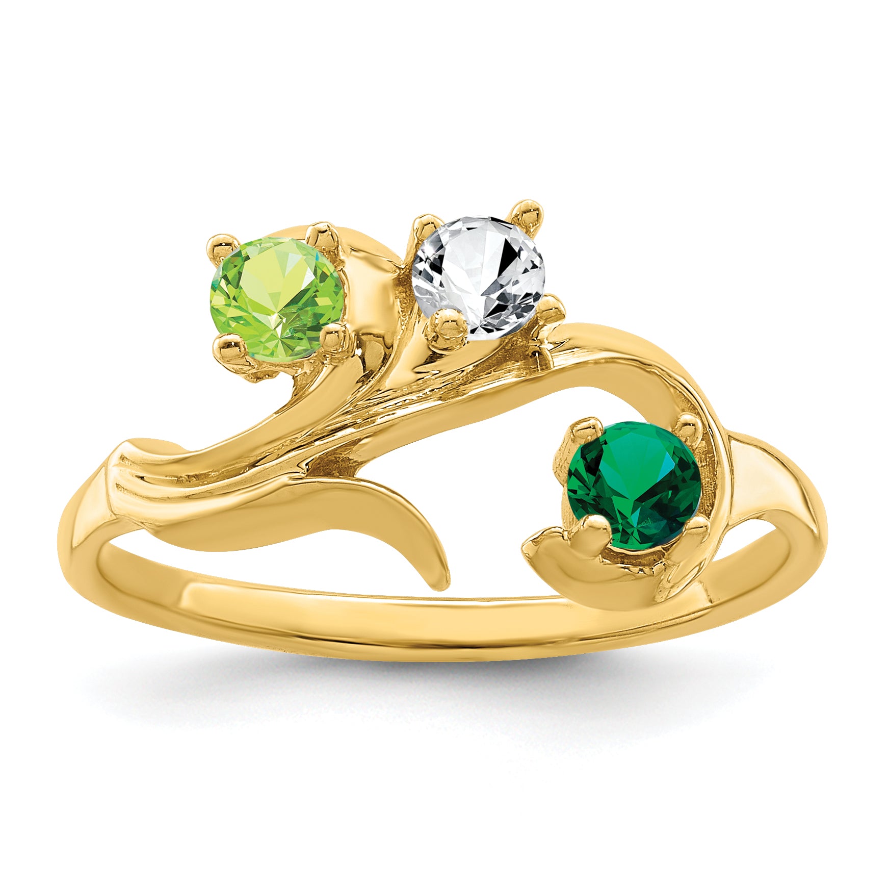 14k Genuine 3 Stone Mother's Ring - 7 / Genuine Secondary image