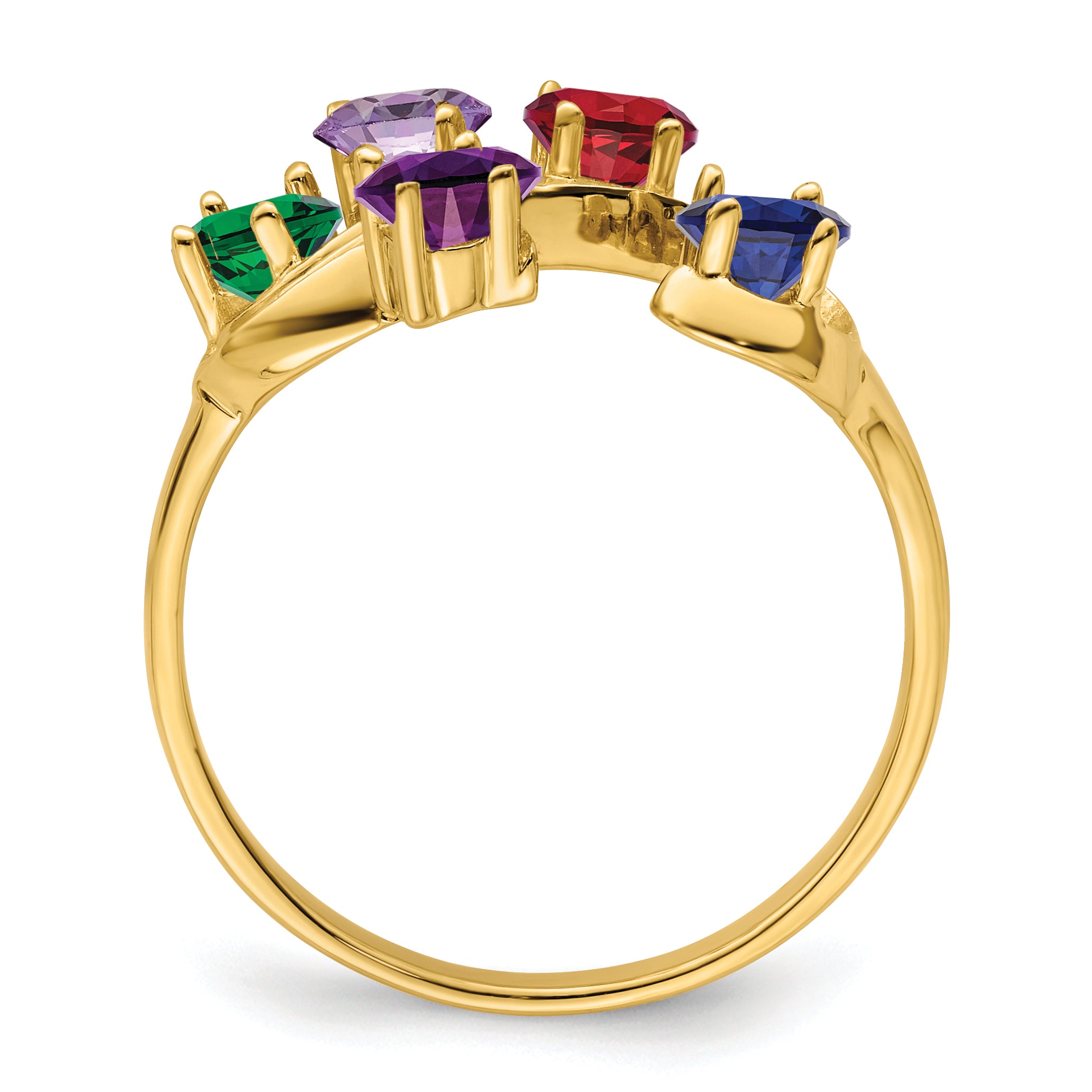 14k Genuine 5 Stone Mother's Ring - 7 / Genuine