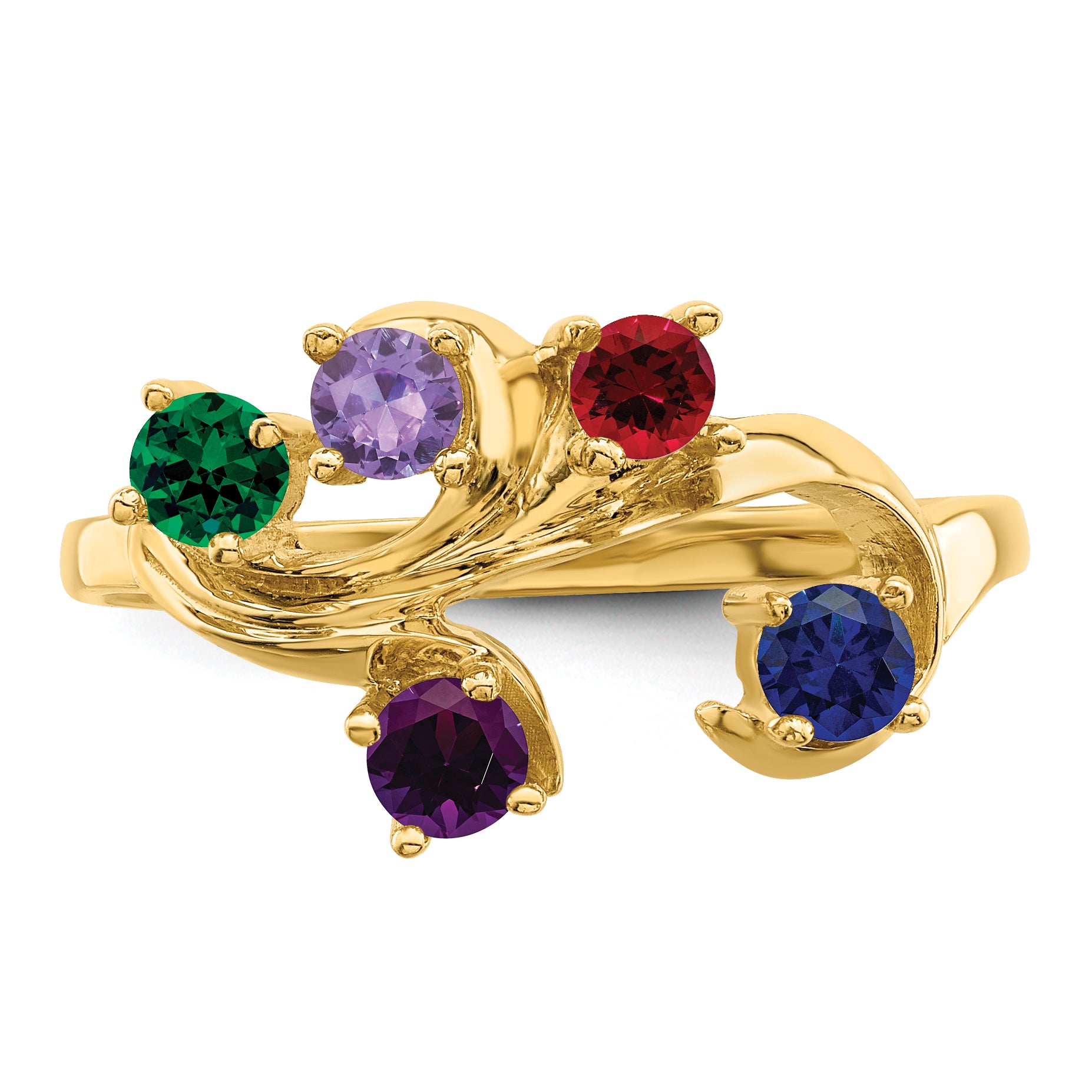 14k Genuine 5 Stone Mother's Ring - 7 / Genuine