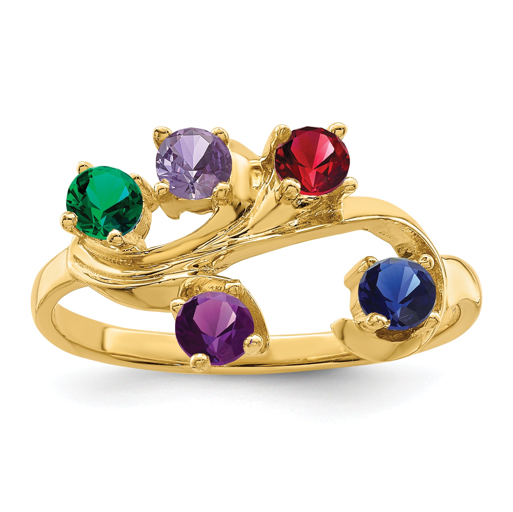 14k Genuine 5 Stone Mother's Ring - 7 / Genuine Secondary image