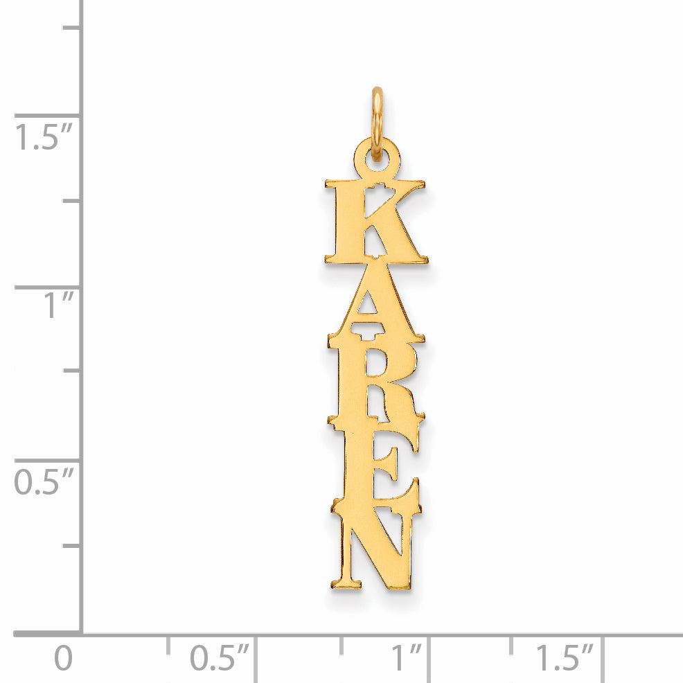 14K Vertical Name Plate Charm