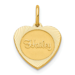 14K Small Heart Disc with Name Charm