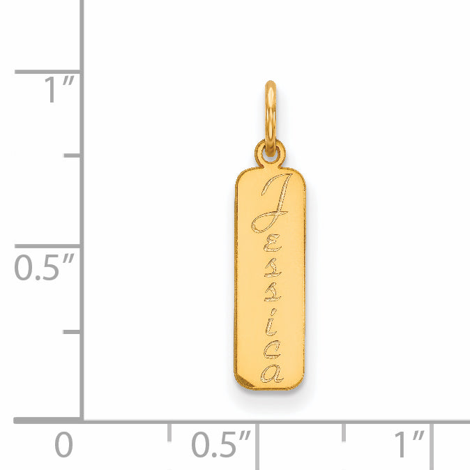 14K Vertical Script Font Name Bar Charm Secondary image
