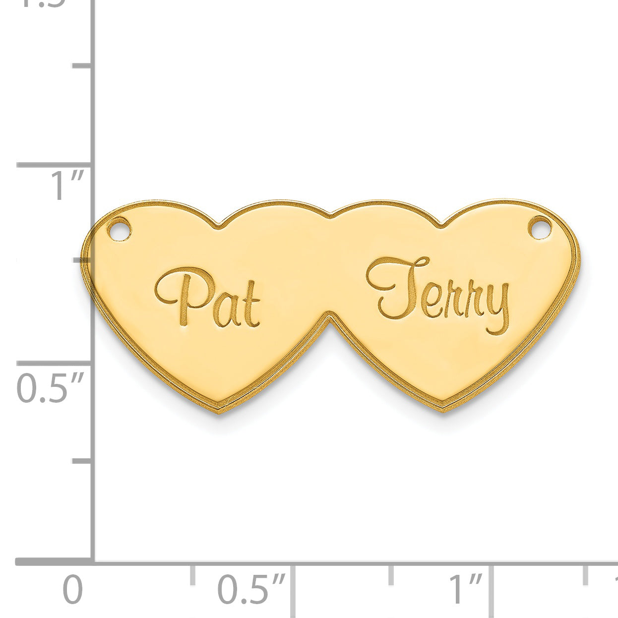 14K Double Heart Name Plate