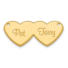 14K Double Heart Name Plate