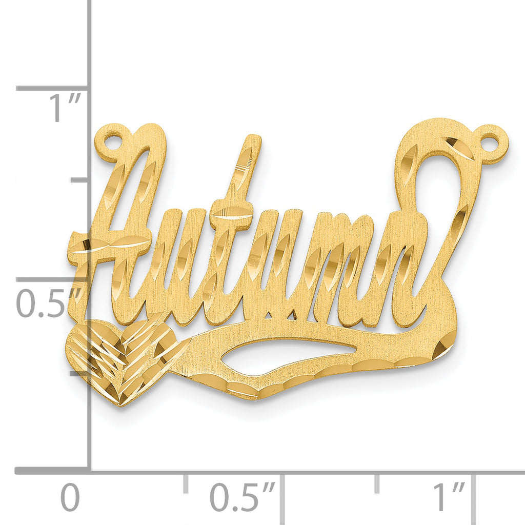 14K Satin Diamond-cut Heart Name Plate