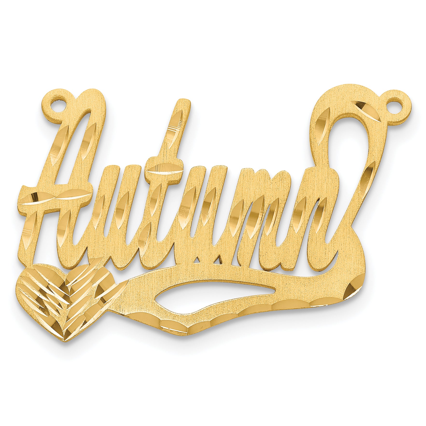 14K Satin Diamond-cut Heart Name Plate Main image