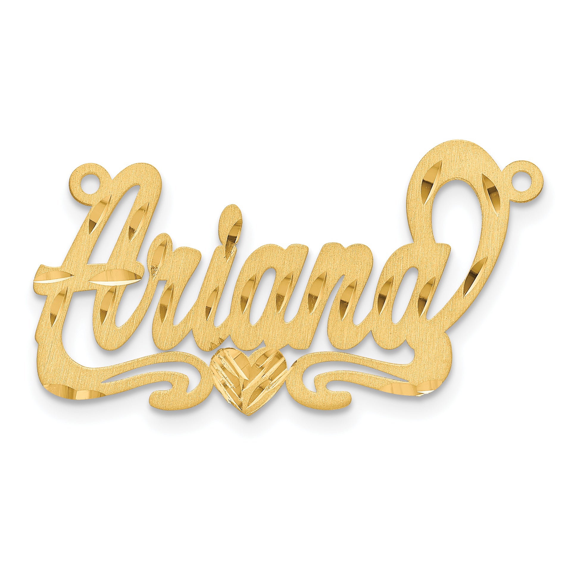 14K Satin Diamond-cut Heart Name Plate Main image
