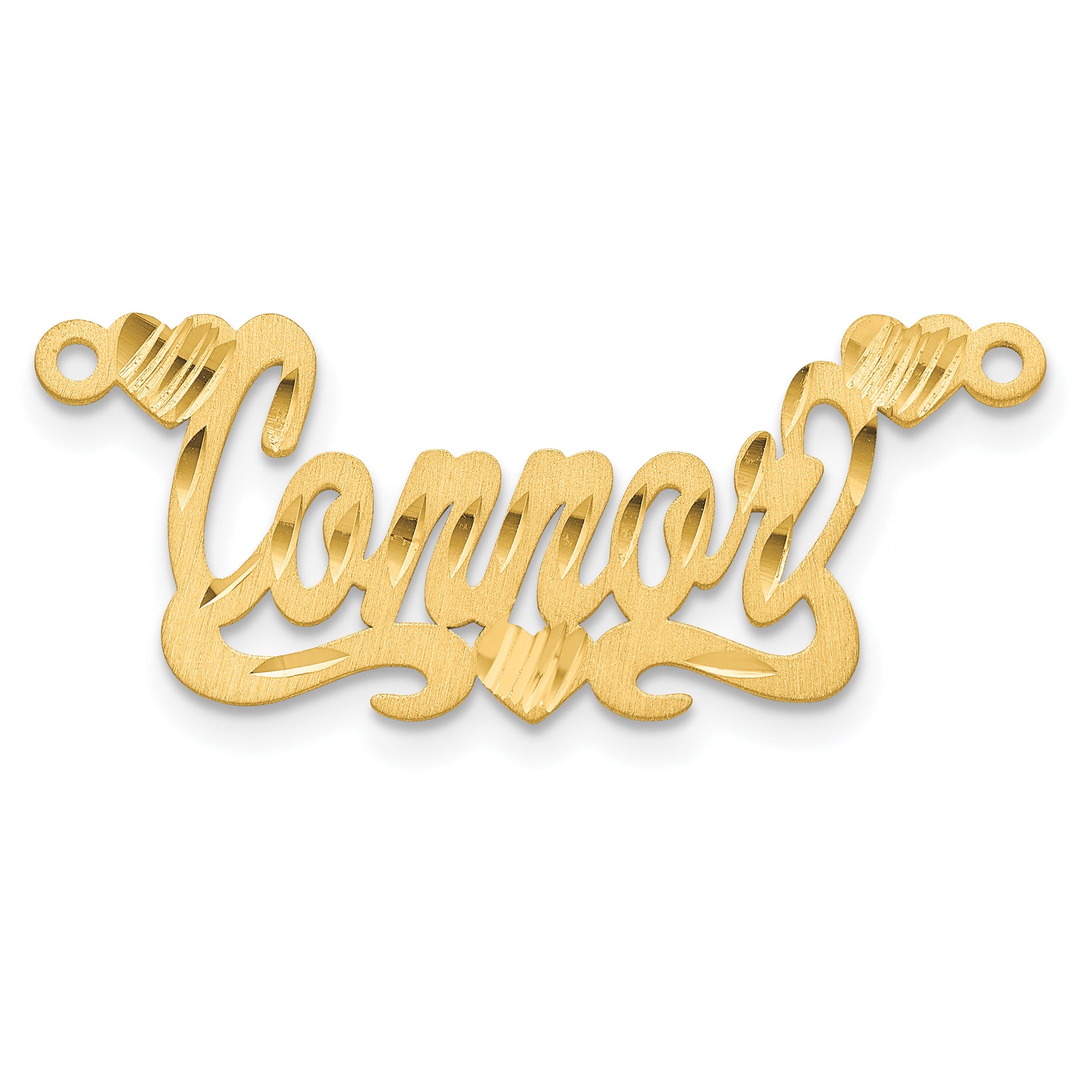 14K Satin Diamond-cut Hearts Name Plate Main image