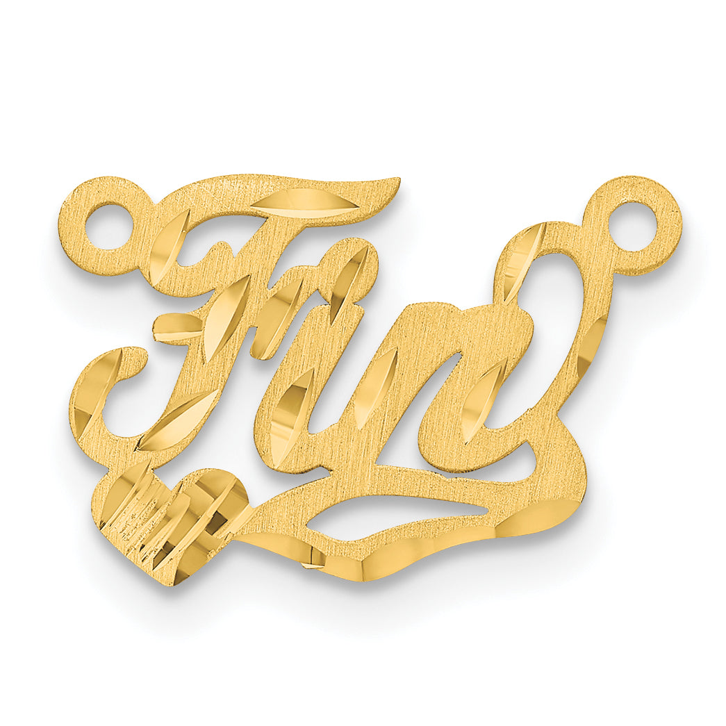 14K Satin Diamond-cut Heart Name Plate Secondary image