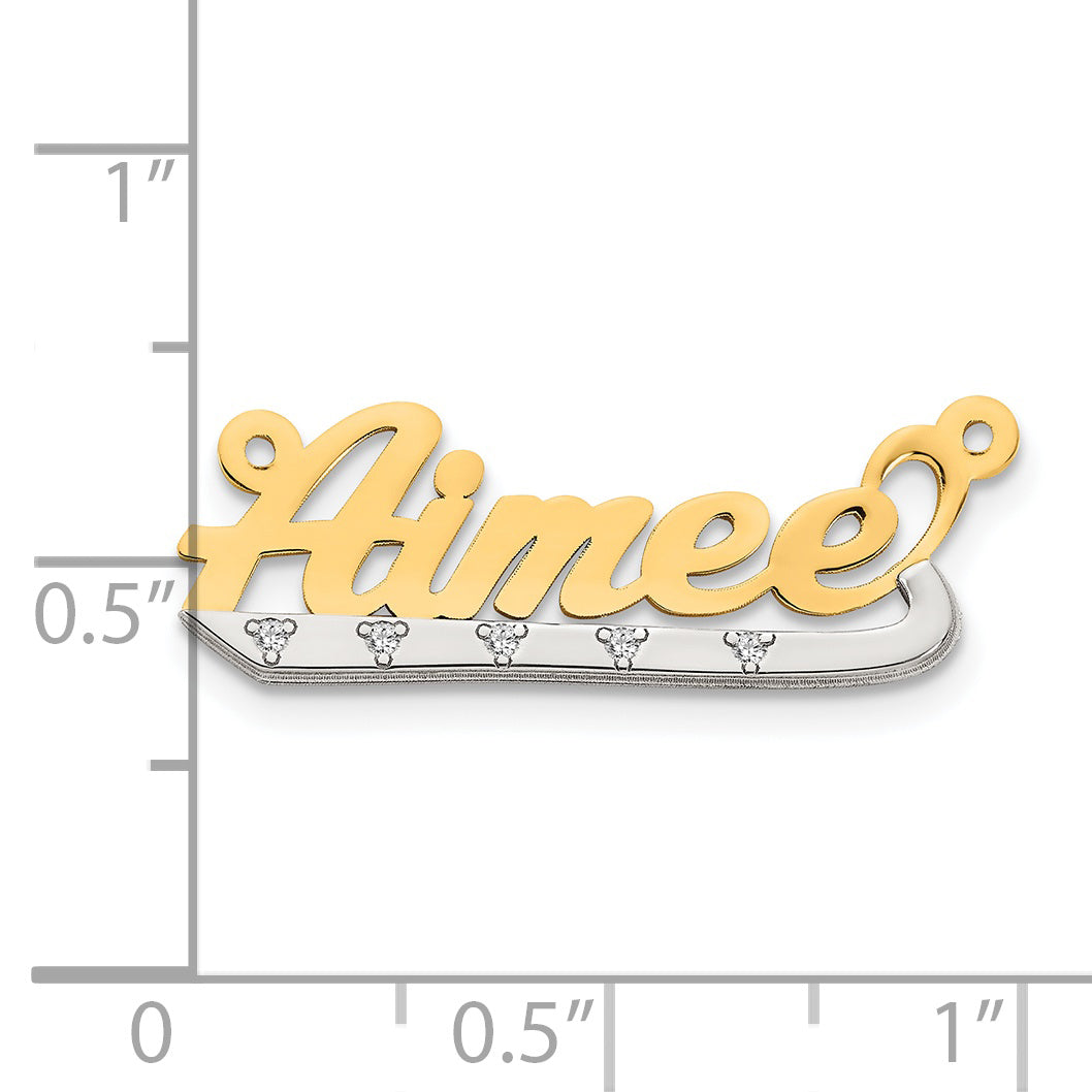 14KY Two-tone3D Diamond Name Plate Secondary image