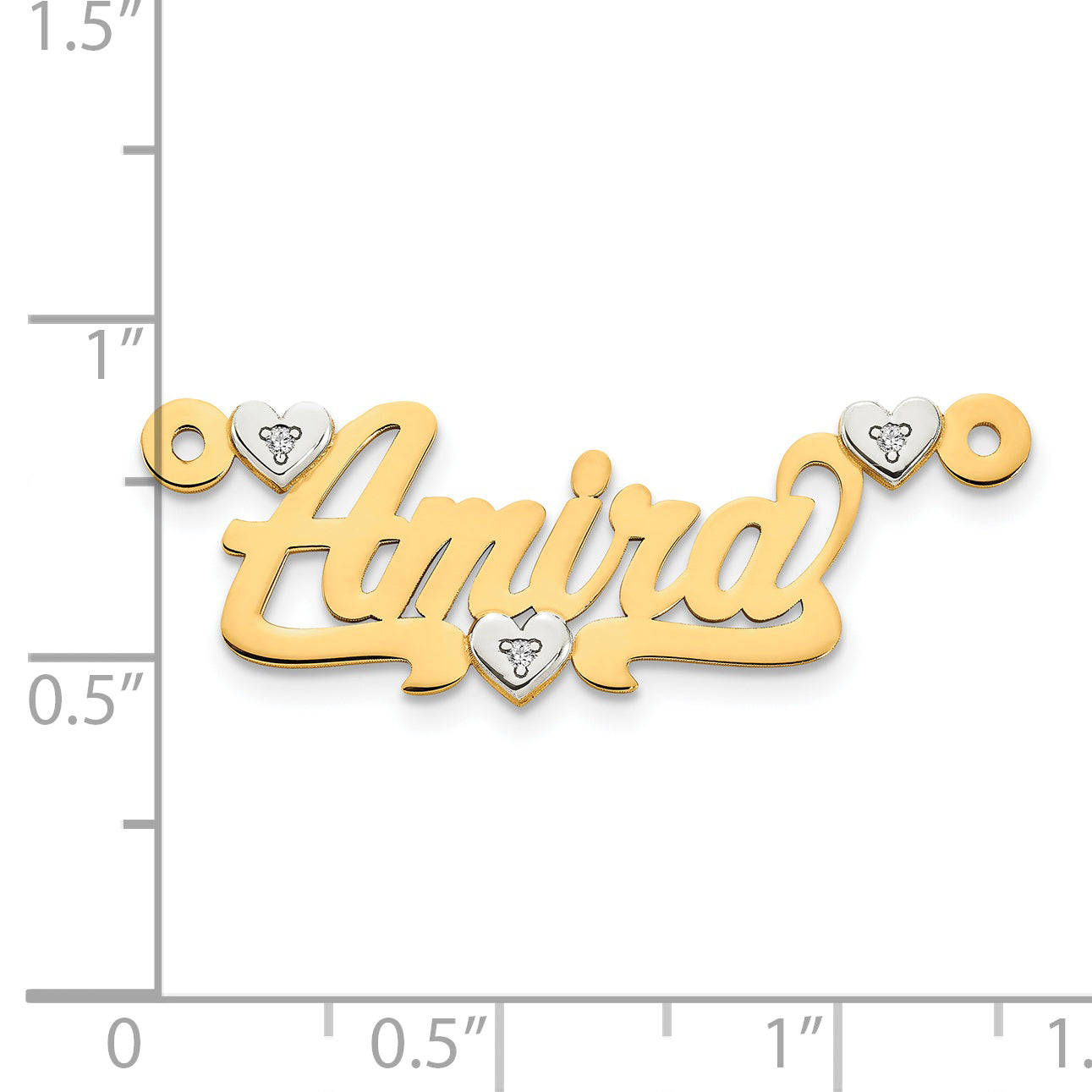 14KY Two-tone 3D with Hearts Diamond Name Plate Secondary image